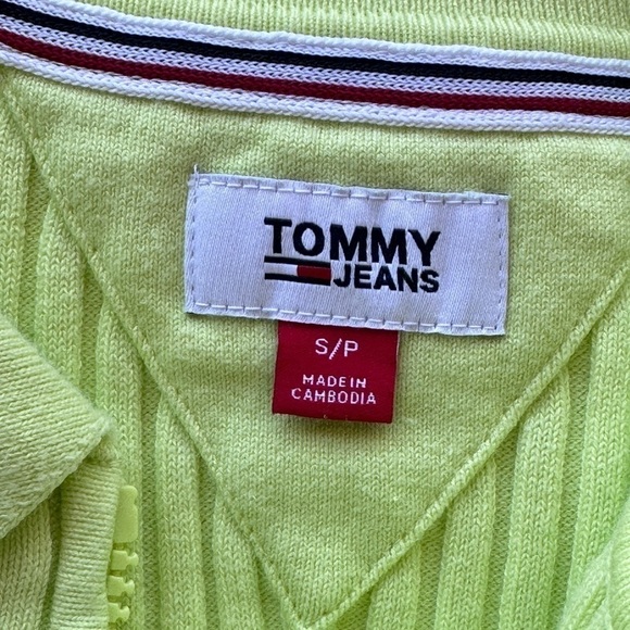 Tommy Hilfiger Zip Thru Rib Knit Cardigan in Neon Green - Picture 5 of 6